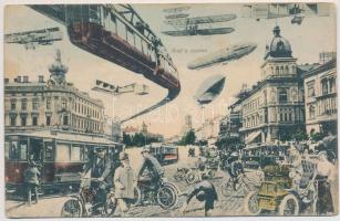 1910 Arad, a jövőben montázs. Bloch H. kiadása / in the future montage (EK)