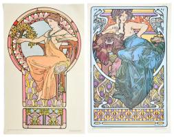 1980 4 db reprint Alfons Mucha plakát, ofszet, papír, csehszlovák kiadás, eredetileg 1902-ben jelent...
