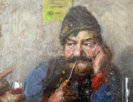 Horváth G. Andor (1876-1966): Borozgatók. Olaj, falemez. Jelzett. Hátoldalán 1990 előtti Magyar Nemz...