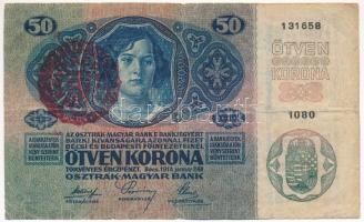 1914. 50K piros "MAGYARORSZÁG" felülbélyegzéssel T:F,VG Adamo K24B