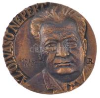 1973. "Az olvasó népért 1912-1973 / A hazafias népfront" kétoldalas bronz emlékplakett eredeti műbőr dísztokban. Szign.:JR (100mm) T:UNC