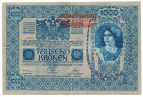 1902. 1000K felülbélyezéssel + Ausztria 1919. (1902) 1000K mindkét oldal német, piros "DEUTSCHÖ...