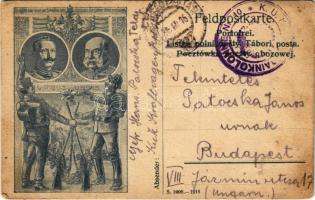 1916 Tábori posta, Ferenc József, II. Vilmos, Viribus Unitis, katonai propaganda / WWI, military, Franz Joseph, Wilhelm II (fl)