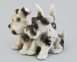 Schaubachkunst porcelán kutya, kézzel festett, jelzett, hibátlan 8 cm