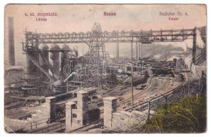 1911 Resicabánya, Resicza, Recita, Resita; 4. sz. magaskohó, iparvasút / Hochofen Nr. 4. Totale / ironworks, iron factory, blast furnace, industrial railway (szakadás / tear)