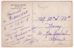 1919 Temesvár, Timisoara; Gettmann Rezső vendéglős étterme, belső pincérnőkkel, Buziási-Phönix ásván...
