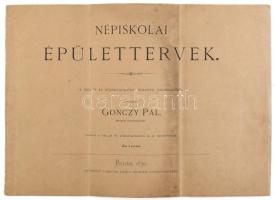 Gönczy Pál: Népiskolai épülettervek. A vallás és közoktatásügyi minister megbízásából készítette - - ministeri osztálytanácsos. Kiadja a Vallás és Közoktatásügyi M. K. Ministerium. Bp., 1870., M. KIr. Egyetemi, 23 p.+ XV (épülettervek) t. Kiadói haránt-alakú papírkötés, hajtásnyomokkal, 25x36 cm. Rendkívül ritka.