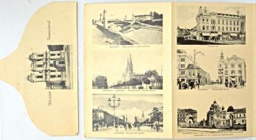 Temesvár, Timisoara; 6-részes kihajtható leporellólap, rajta zsinagóga / 6-tiled folding leporelloca...