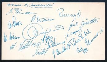 1958 Az Műnchen 1860 és a Rapid labdarúgó csapatok tajai által aláírt meghívó a Vasas és Újpesti Dóz...