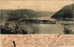 1901 Ada Kaleh, Török sziget Orsova alatt. Hutterer G. kiadása / Turkish island (fa)