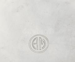 Ezüst (Ag) pipere tükör és kefe. Monogramos, jelzett 26 cm