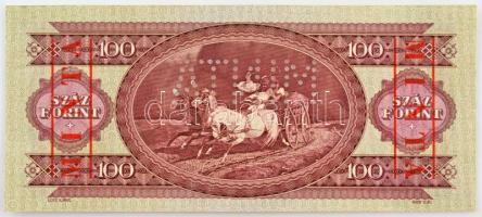1957. 100Ft "B363 044593" sorozat és sorszámmal, piros "MINTA" felülnyomással és...
