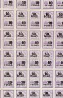 10P számlaillaték bélyeg hajtott teljes ív (150.000)