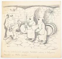 Byssz Róbert (1893-1961): Karikatúra. Ceruza, papír, jelzés nélkül. 21x20 cm