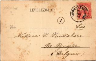 1901 Herkulesfürdő, Herkulesbad, Baile Herculane; Herkules kút és szobor. Hutterer G. kiadása / foun...