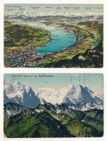 9 db régi svájci képeslap vegyes minőségben / 9 pre-1945 Swiss postcards in mixed quality