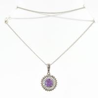 Ezüst(Ag) nyaklánc kék köves medállal, jelzett, h: 38 cm, bruttó: 5 g