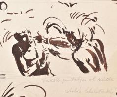 Friedrich Gábor (?-?), XX. sz. második fele: Képregény részlet. Tus, ceruza, papír. Lapszéli sérülés...