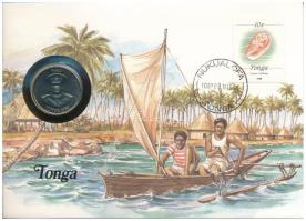 Tonga 1981. 20s FAO érmés borítékban, bélyeggel és bélyegzéssel, német nyelvű ismertetővel T:1 Tonga 1981. 20 Seniti FAO in coin envelope, with stamp and cancellation, with German description C:UNC