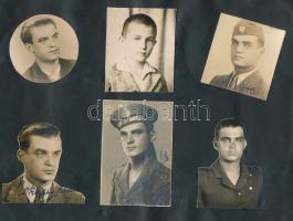 cca 1944 Folyamőr katona életútja képekben, albumlapra ragasztva, 12 db fotó