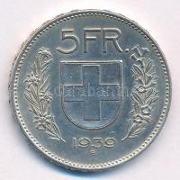 Svájc 1939B 5Fr Ag T:XF Switzerland 1939B 5 Francs Ag C:XF  Krause KM#402