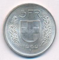Svájc 1969B 5Fr Ag T:AU Switzerland 1969B 5 Francs Ag C:AU  Krause KM#402
