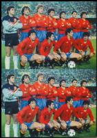 1981-1984 A spanyol labdarúgó-válogatott, ill. a Real Madrid csapatát ábrázoló 3 db fotónyomat (közte két egyforma), 21x15 cm