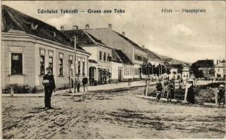 Teke, Tekendorf, Teaca; Fő tér, üzlet / Hauptplatz / main square, shop (EK)