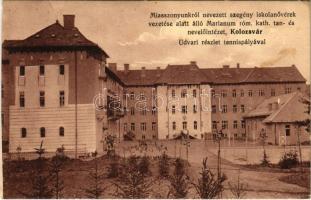 1919 Kolozsvár, Cluj; Miasszonyunkról nevezett szegény iskolanővérek vezetése alatt álló Marianum római katolikus tan- és nevelőintézet, udvari részlet, intézeti teniszpálya / girls boarding school, tennis court (EK)