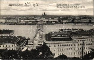 1913 Budapest, Lánchíd, Duna látkép (EK)
