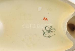 Hummel Goebel figura, kerítésen ülő kislány, kézzel festett fajansz, jelzett, hibátlan, m: 13 cm