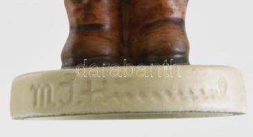 Hummel Goebel figura, kisfiú trombitával, kézzel festett fajansz, jelzett, hibátlan, m: 13 cm