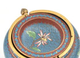Kínai cloissonne füstölőtartó, hibátlan, d: 10,5 cm