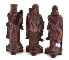 A kínai három bölcs, Fuk-Luk-Sau, a hosszú élet, a hírnév és a szerencse istenei a Feng Shui szerint. Különleges, egyedi, faragott keményfa szobrok. : 15 cm