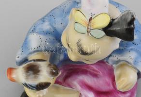 Herendi kínai kisfiú figura. Jelzett és apró kopásokkal, minimális kopásokkal. m: 8 cm