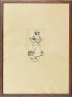 Rékassy Csaba (1937-1989): Modestia (erények sorozat). Rézmetszet, merített papír, jelzett, művészpé...