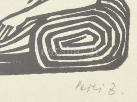 Perei Zoltán (1913-1992): Nimfa. Linómetszet, merített papír, jelzett, művészpéldány EA V/XV. számoz...