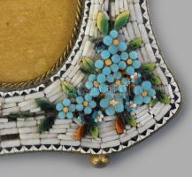 Antik Murano mikromozaikos képkeret, 1900 körül, pár mozaik hiány, fotó méret: 4,5x3, teljes méret, ...