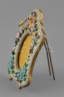 Antik Murano mikromozaikos képkeret, 1900 körül, pár mozaik hiány, fotó méret: 4,5x3, teljes méret, ...