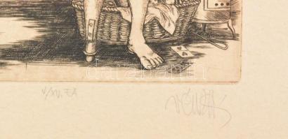 Vén Zoltán (1941- ): A kapu őrzője (cím nélkül). Színes rézkarc, papír, jelzett, művészpéldány V/XV....