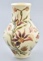 Zsolnay virágmintás porcelán, váza, jelzett, hibátlan, m: 18 cm