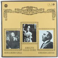 Enrico Caruso, Amelita Galli-Curci, Beniamino Gigli - Great Voices Of The Century. 3 x Vinyl, LP, Compilation, Mono, Box Set. Opus - Ember Records. Csehszlovákia, 1976. jó állapotban