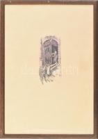 Vén Zoltán (1941- ): Bukott angyal (cím nélkül). Színes rézkarc, papír, jelzett, művészpéldány V/XV....