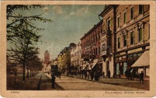 1925 Arad, Bulevardul Regina Maria / utca / street (gyűrődések / creases)