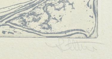 Stettner Béla (1928-1984): Kövek között, 1979-1984. Színes rézkarc, papír, jelzett, művészpéldány E....