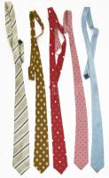 5 db selyem nyakkendő, különféle szín és minta, jelzettek, jó állapotban