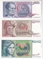 Jugoszlávia 1985-1988. 5000D-50.000D (3xklf) T:UNC,AU Yugoslavia 1985-1988. 5000 Dinara - 50.000 Dinara (3xdiff) C:UNC,AU Krause P#93,#95,#96