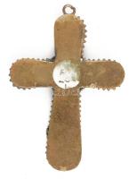 Római emlék, muránói mikromozaikos kereszt medál a pápa arcképével, 52x35 mm