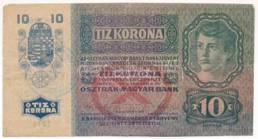 1915. 10K fekete Szerb-Horvát-Szlovén Királyság felülbélyegzéssel T:F kis szakadás