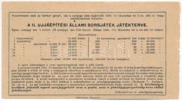 1946. "II. Újjáépítési Állami Sorsjáték" fél-sorsjegy 50.000Ft értékben, vágáshiba T:VF